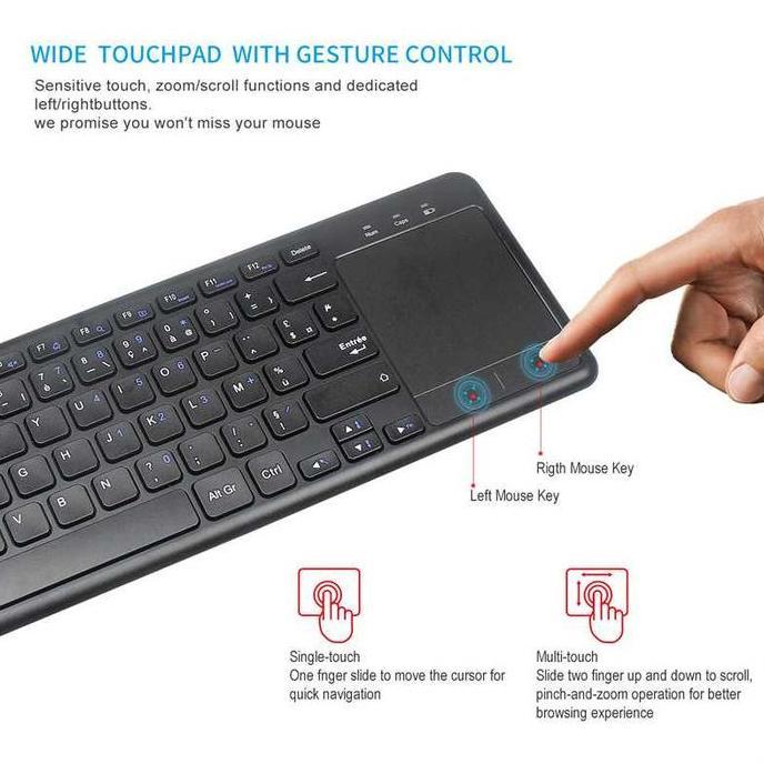 Keyboard Wireless Qwerty Dengan Touchpad Mouse Support Pc Laptop Tv