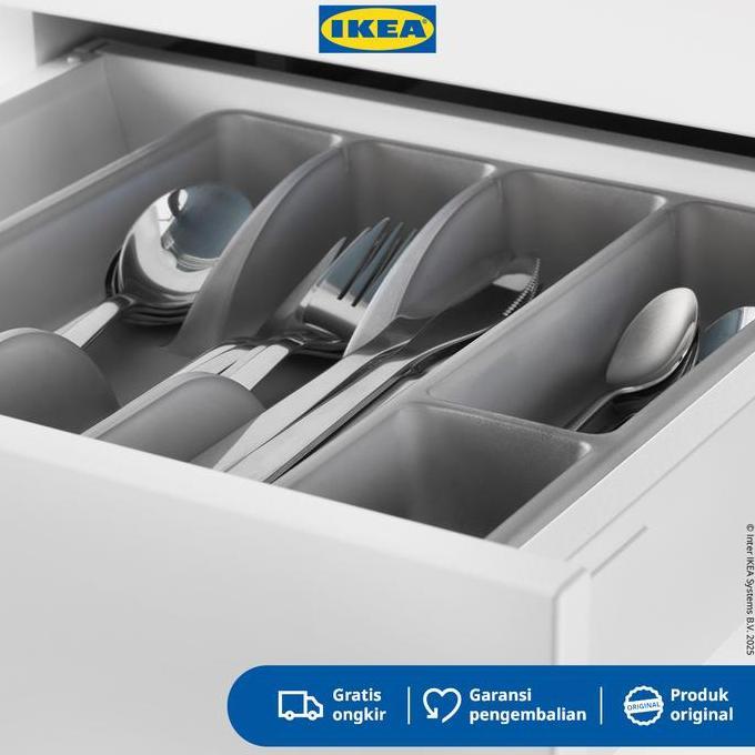 Terlaris Ikea Smacker Tempat Sendok Untuk Laci / Baki Peralatan Makanan Abu-Abu Tua 31X26 Cm