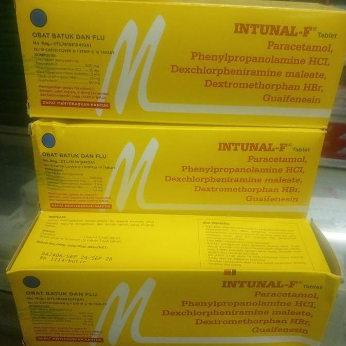 Ready stock intunal f batuk pilek strip panjang murah