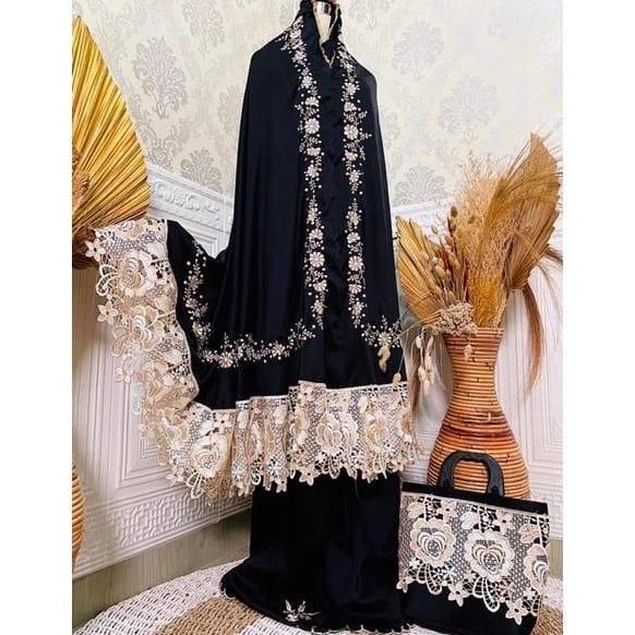 Mukena Dewasa Mewah Bordir Premium Khania Lembut Renda Mukenah Lebaran Cantik
