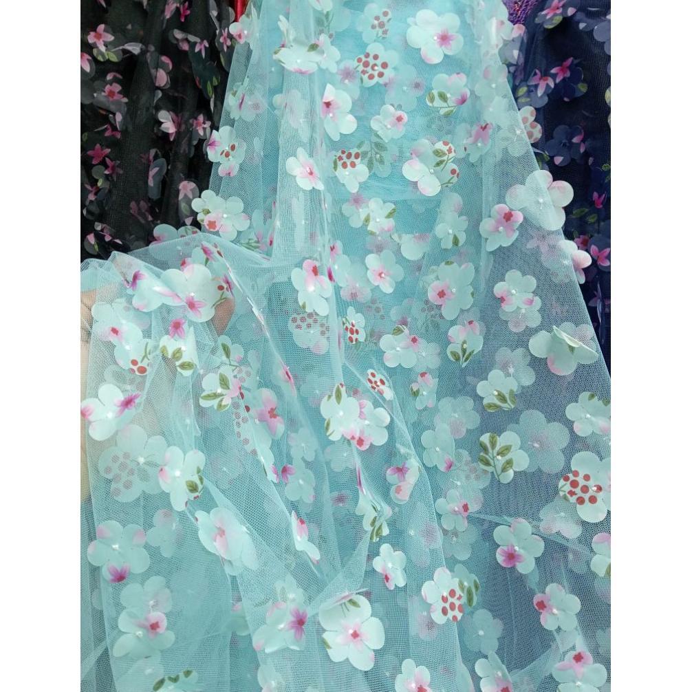 Kain Tile Bunga 3D Motif Tulip Lembut 1,5m