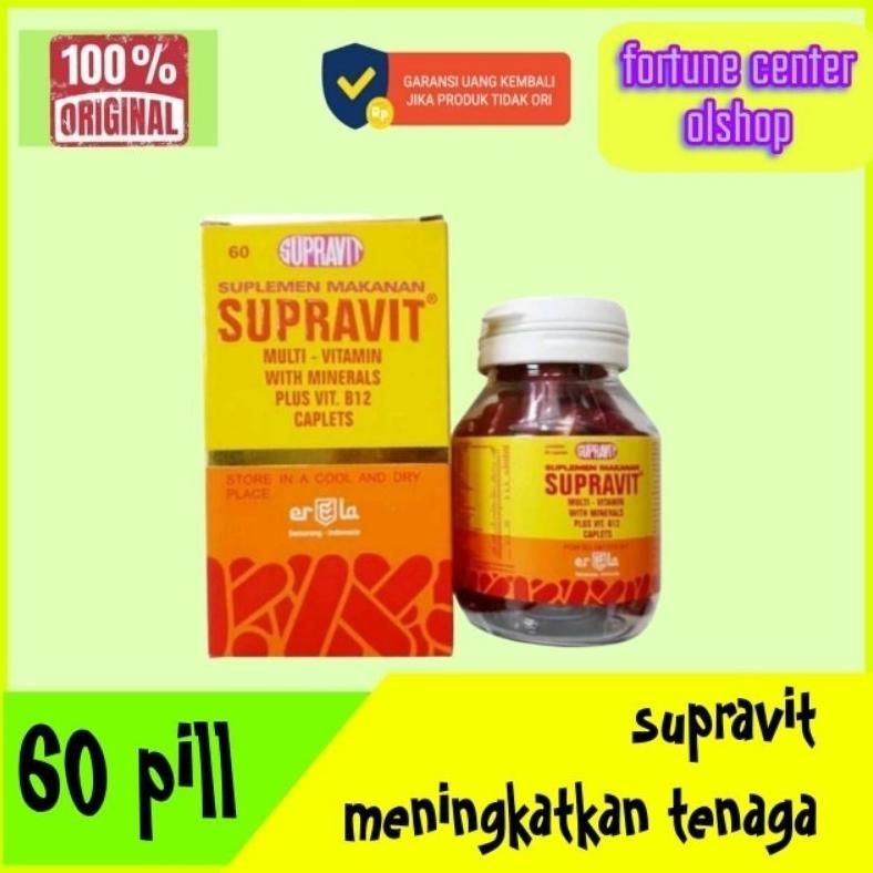 1 Botol Supravit Isi 60 Pil Plus Multivitamin Plus Mineral Dan B12 Obat Ayam
