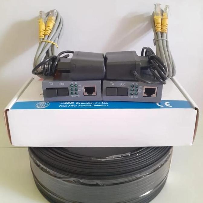 PAKET KABEL FIBER OPTIK PRECON 50 METER DAN SEPASANG NETLINK HTB 3100 ORIGINAL DAN TERPERCAYA