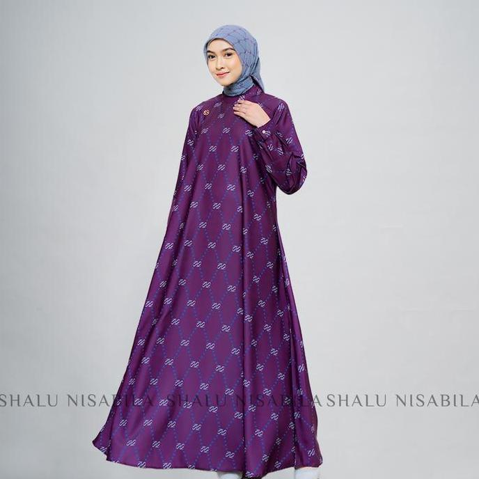 dargeman56 - shalu nisabila chiara dress gamis motif monogram lady ice panjang wanita syari elegan f