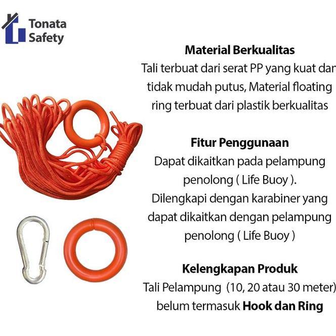 Tali Pelampung 10 Mm Floating Rope Untuk Ring Buoy Rescue Rope 10 Mm Tali Penolong Keselamatan Air T