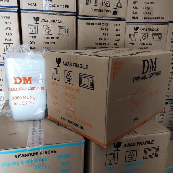 Thinwall Dm Square 3000 Ml Sq - 3000Ml Sq Persegi - 150 Set