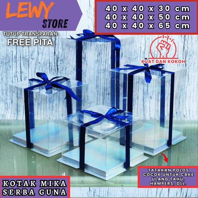 Cake Box Mika Dus Kue Kotak Kue 40X40 Cm Tutup Warna Dan Transparan Pet Kotak Jumbo Kotak Kado Kotak