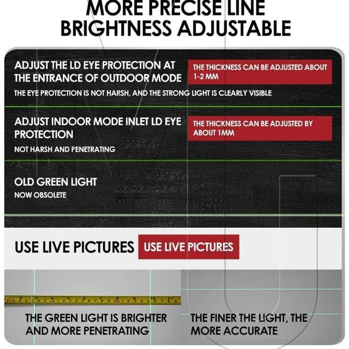 Laser Level Tukang Bangunan Waterpass Laser Level Keramik 4d 16 Line Digital Meteran Laser Leveling 