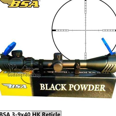 Teleskop BSA 3-9x40 HK RETICLE, Teropong BSA HK 3-9x40 EG, Tele HK Original