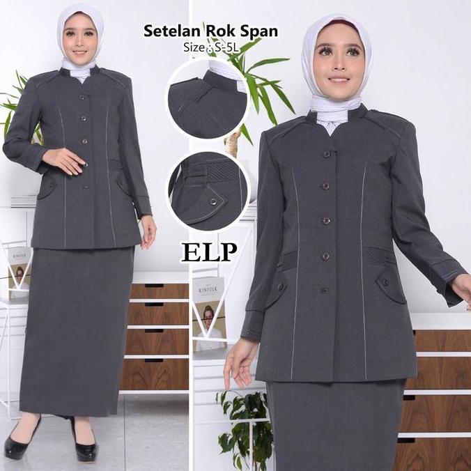 NEW BLAZER BAJU KERJA KANTOR ABU SERAGAM DINAS ABU BAJU KANTOR BLAZER GURU WANITA PANJANG ORI