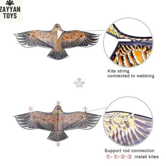 New- Layangan Elang Ramraman 1 Meter Layang Layang Layan Senar Buat Besar Kerangka Ram Raman Burung 