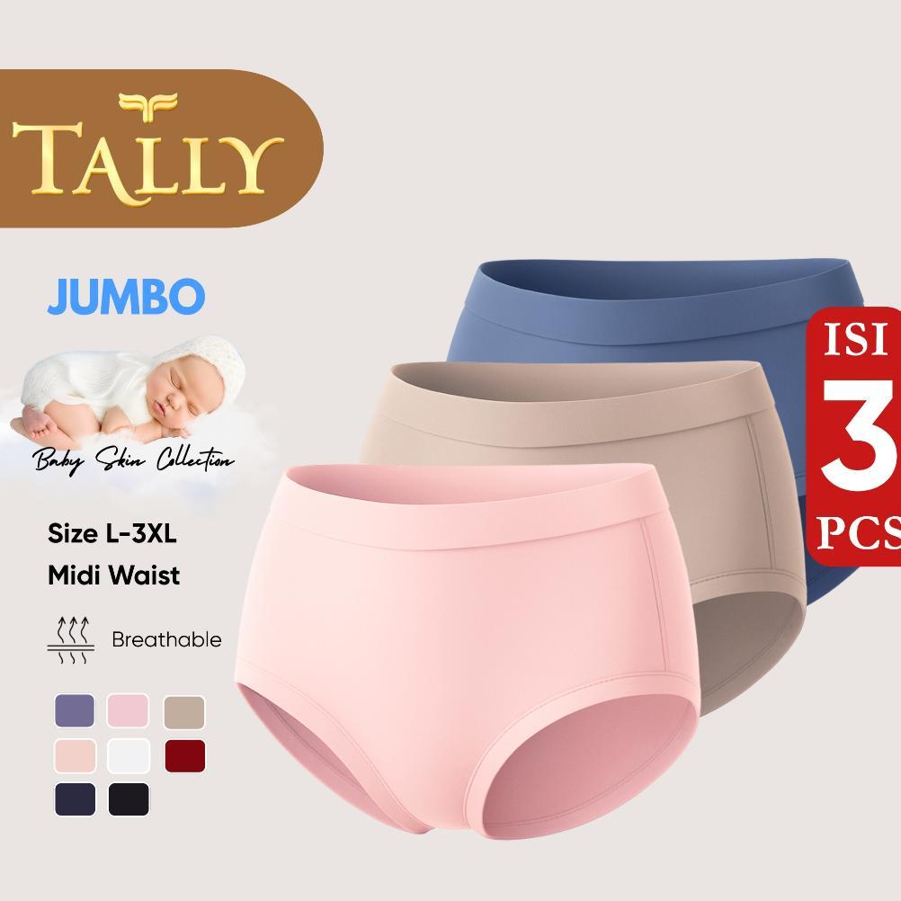 TALLY Paket 3 Pcs Celana Dalam Wanita Bahan Katun Baby Skin Fit to L - 3XL PREMIUM Collection CD 977