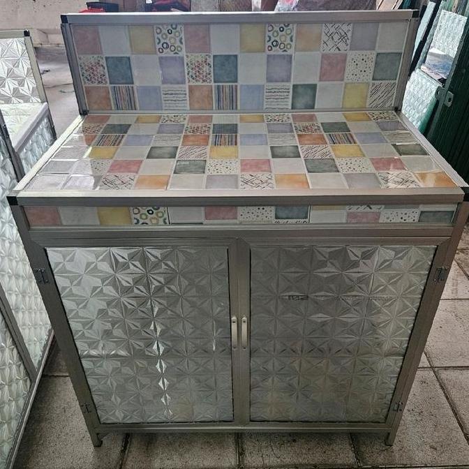 rak meja kompor / rak serbaguna / rak dispenser keramik 2 pintu .