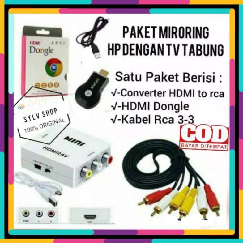 PAKET ANYCAST DONGEL UNTUK KE TV TABUNG ANYCAST MIRORRING HP KE UNTUK TV TABUNG LED LCD DONGLE WIFI 