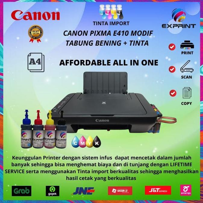 Printer Canon Pixma E410 Infus Tabung Bening Terlaris