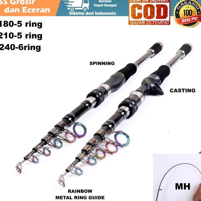 Casting spinning Joran pancing Ultralight Ul Pendek mini Ring Rainbow