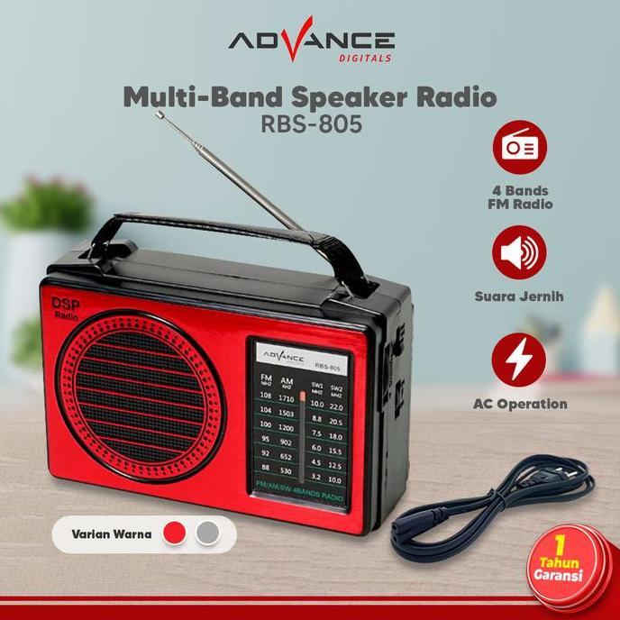ADVANCE Radio RBS-805 FM / AM / SW1 / SW2 4 Band Speaker Radio - Baterai atau listrik / Speaker Jadu