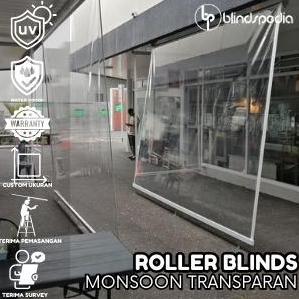 Roller Blind PVC Transparan 0.7mm - Roller Blinds Tahan Air - Tirai Plastik Outdoor - Krey Gulung PV
