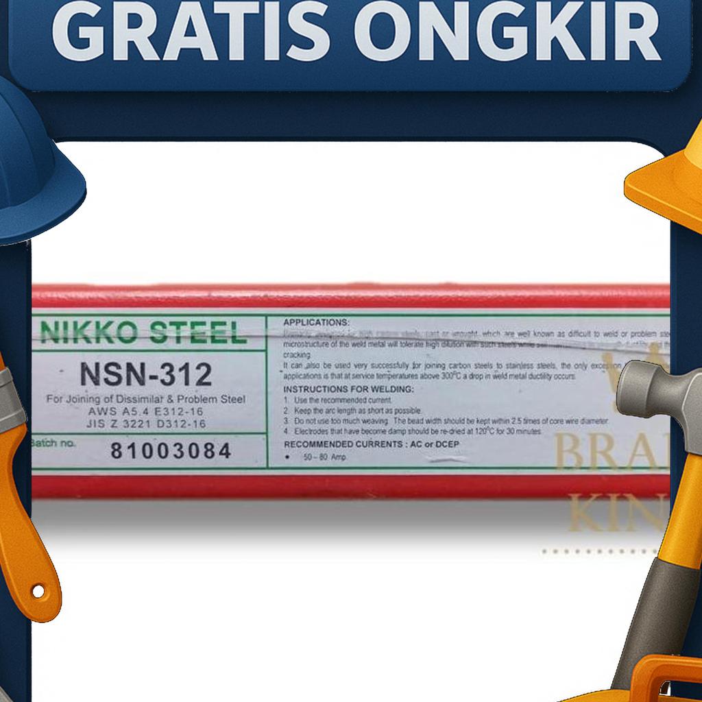 Kawat Las Nikko Steel Nsn312 E312 2,6Mm Nsn 312 2.6Mm (1 Kg)