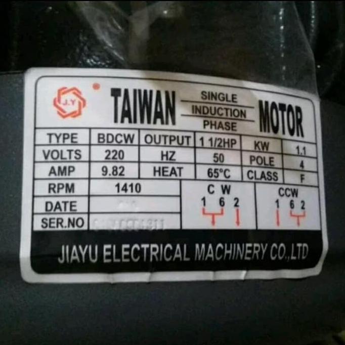 Jiayu 1.5 Hp 1 Phase 4 Pole Dinamo Electro Motor Jiayu 1 1-2 Hp !!! Sale