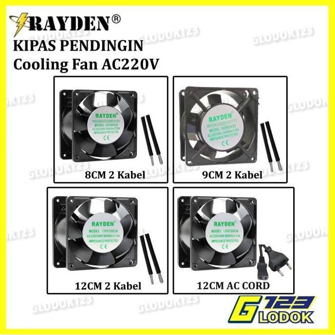 New- RAYDEN Mini Cooling Fan AC 220V Exhaust Kipas Pendingin 8 9 12 Cm