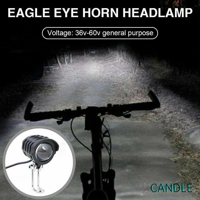 lampu + klakson sepeda listrik 36v 48v 60v headlamp scooter listrik