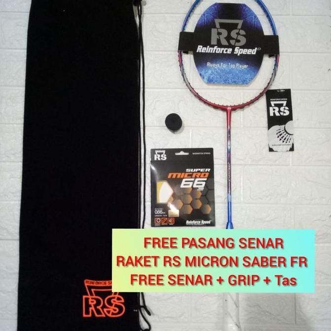 RAKET BADMINTON RS MICRON SABER FR FREE SENAR + GRIP + TAS Terlaris