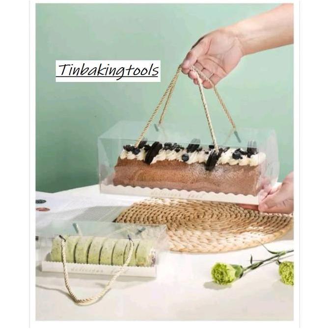 10Pcs Box Mika Tali Mika Bolu Gulung Roll Cake Box Mika Panjang