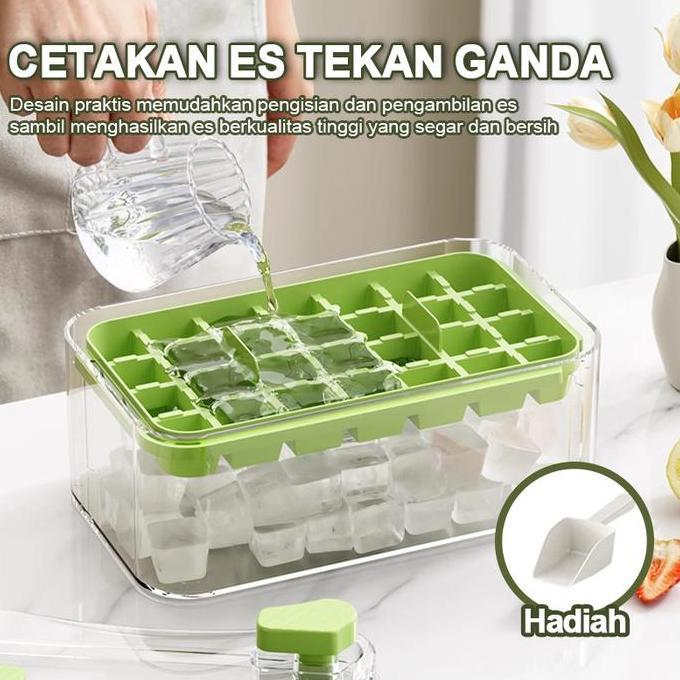 JC Ice Cube Maker 28 Grid Cetakan Es Batu Kristal Transparan, Pembuat Es Batu Mini Praktis, Tempat E