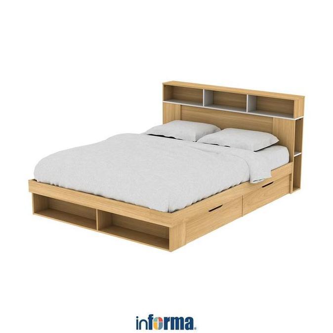 Terbaru Informa 160X200 Cm Gio Tempat Tidur - Euro Oak Dipan Laci Ranjang Tingkat Divan Multifungsi 