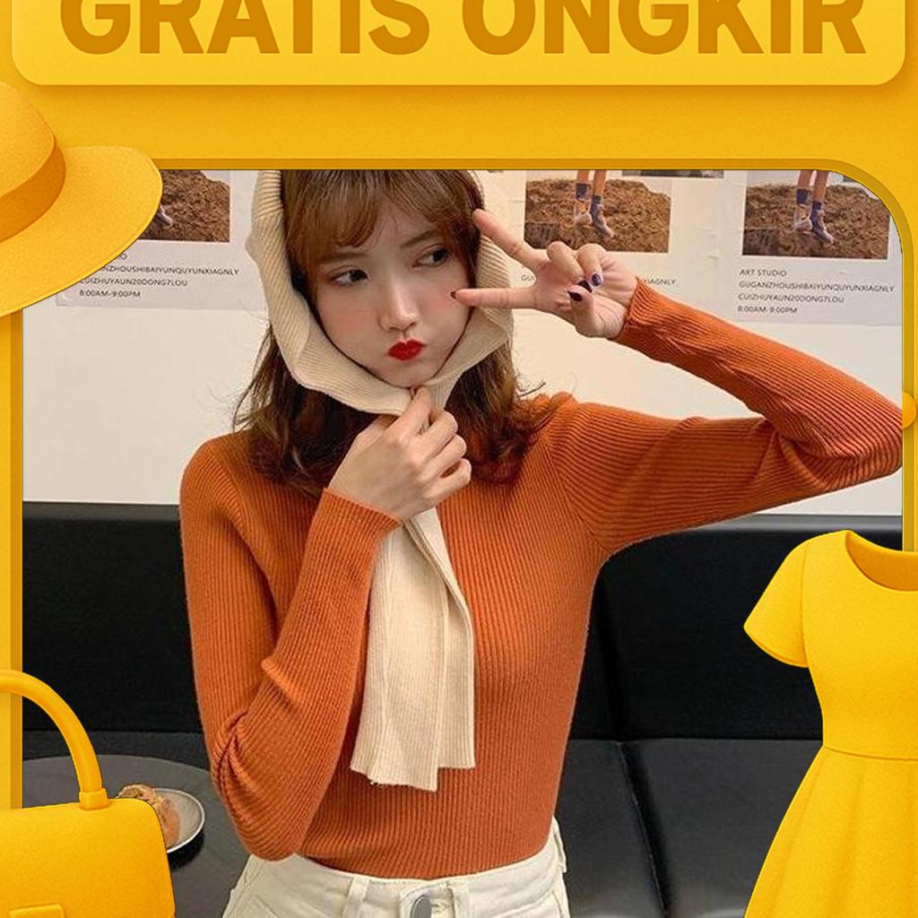 Yoona Bj461 Baju Rajut Turtleneck Wanita Lengan Panjang Inner Rajut Atasan Wanita Manset Knitwear To