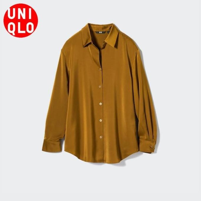 Kemeja Blouse Blus Satin Lengan Panjang Wanita UNIQLO ORINAL