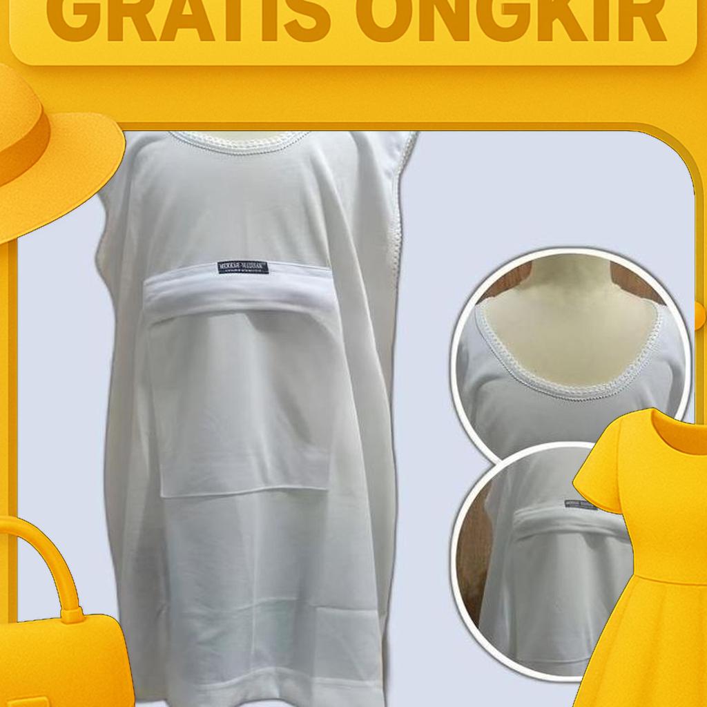 Baju Kaos Wanita Umroh Haji Kantong Depan Resleting Tanpa Lengan Murah