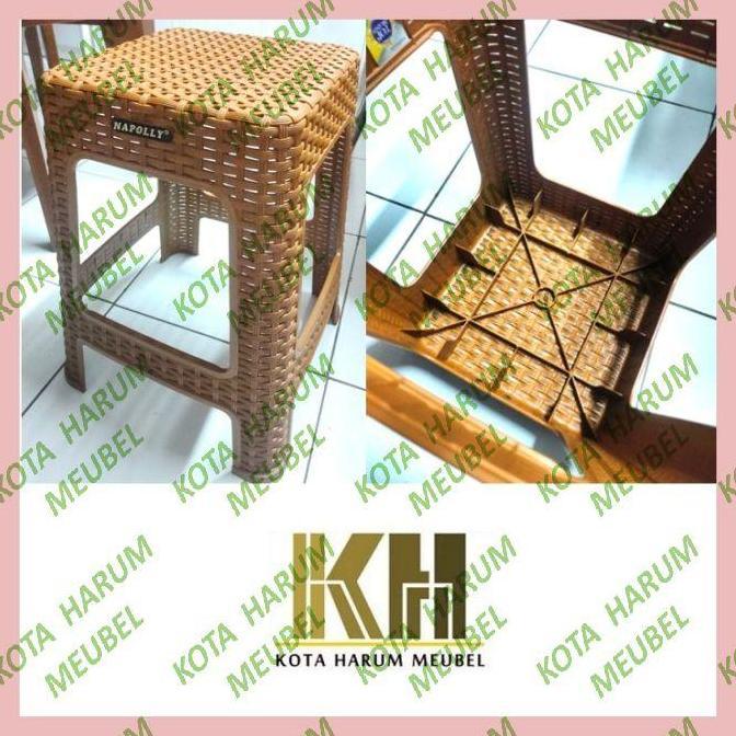 Terlaris Bangku Plastik Anyaman Rotan Napolly Napoly Napoli Coklat Bandung