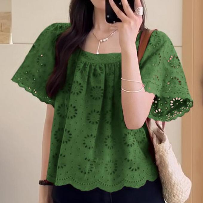 VIRAGO Kaos Lengan Pendek Wanita Korea Atasan  Retro Ramping Baju  Wanita model Kaos Lengan Pendek/H