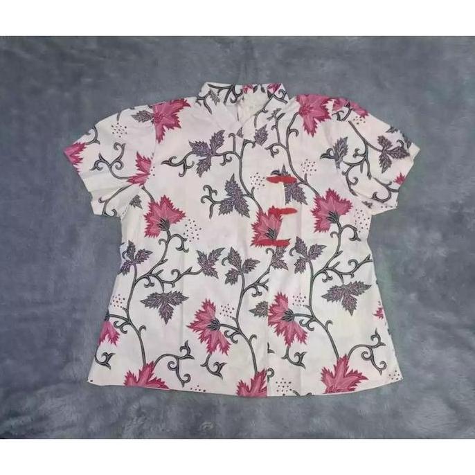 BAJU IMLEK MERAH BLOUSE BATIK BSIZE WANITA JUMBO OVERSIZE CHEONGSAM