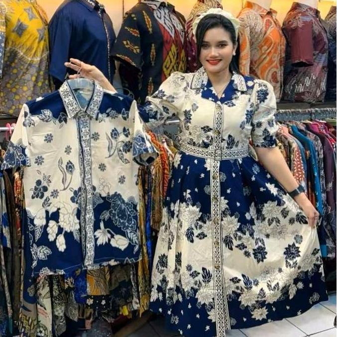 BIRU NEVI DRESS & KEMEJA & COUPLE  KATUN STRETCH PREMIUM