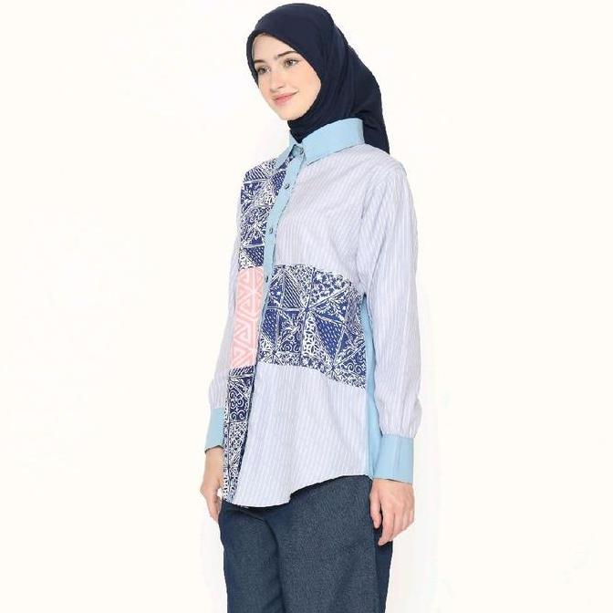 SAIARA MEGHA BIRU KEMEJA BATIK KOMBINASI