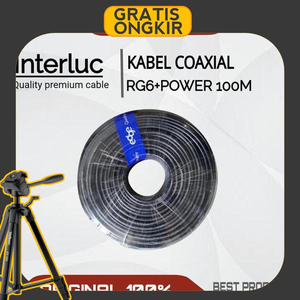 Kabel Rg6 Power 100M Hitam / Kabel Cctv Rg6 + Power 1 Roll ( 100M)