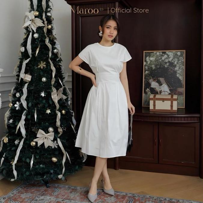 Maroo - Selena Dress/Dress Natal/Dress Imlek/Dress Putih/Dress Korea/ Dress Natal
