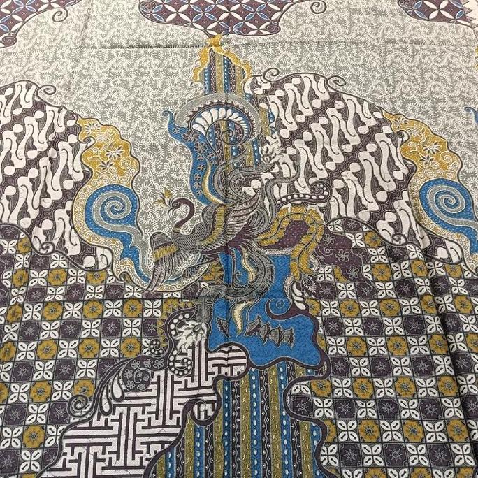 Kain batik dobby halus motif cendrawasih warna dasar biru soloan