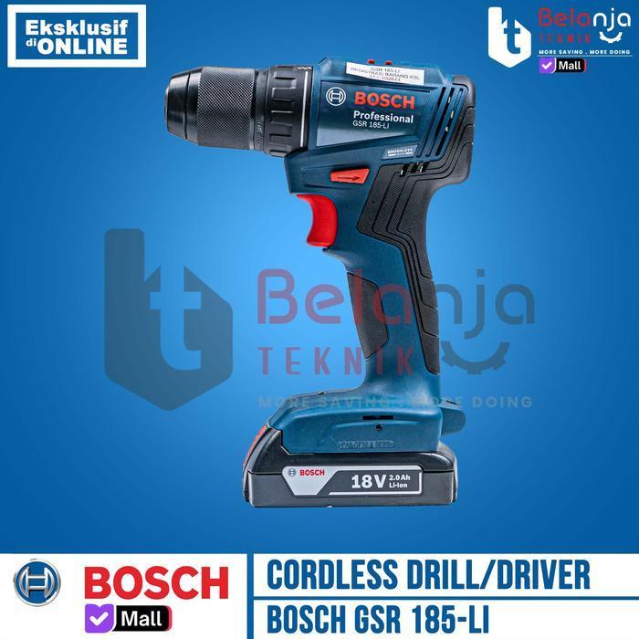 Bosch Mesin Bor Baterai Impact Drill Cordless Gsr 185-Li 18V 2 Baterai Original Dan Terpercaya