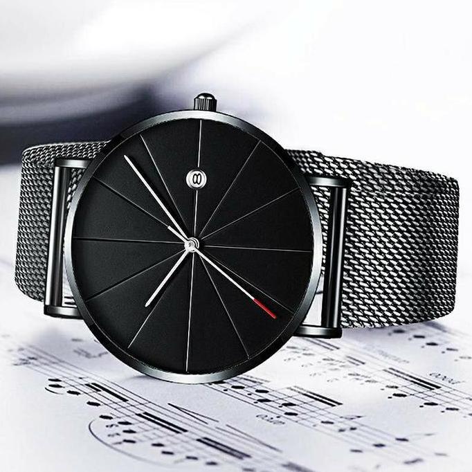 Jam Tangan Pria Tipis Rantai Pasir Kasual Kuarsa Original Anti Air Watch Quartz Analog Ultra thin St