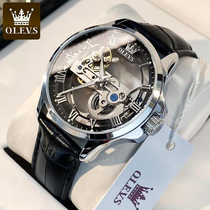 Putrowayahseller - OLEVS Automatic Jam Tangan Pria Original Anti Air Kulit Luxury 6661