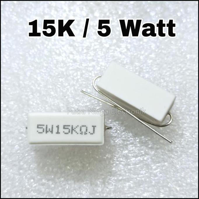 Diskon (1) Resistor 15K ohm 5 watt 15Kohm 5W keramik / kapur / cemen 5watt putran1a Berkualitas