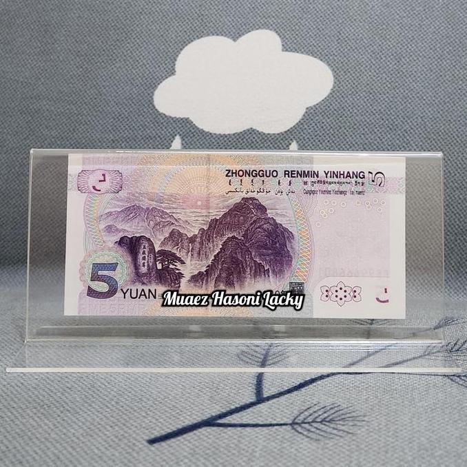 Akrilik Tempat Uang Pajangan Hiasan China 5 Yuan New Series