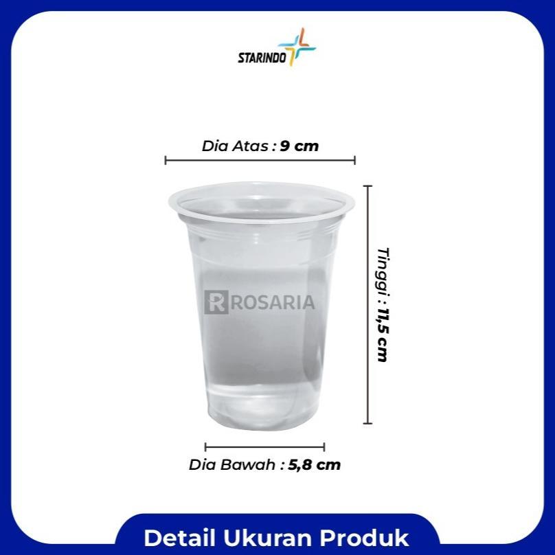 Cup Polos Datar 14 Oz Starindo 5 Gr Plastik Bening Gelas Minuman Stock