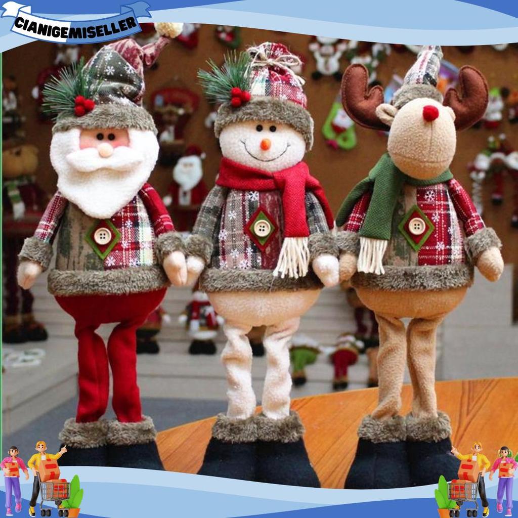 COD NTL22 Aksesoris Pohon Natal Boneka Santa Rusa Manusia Salju Beruang Kaki Bisa di Regangkan Akses
