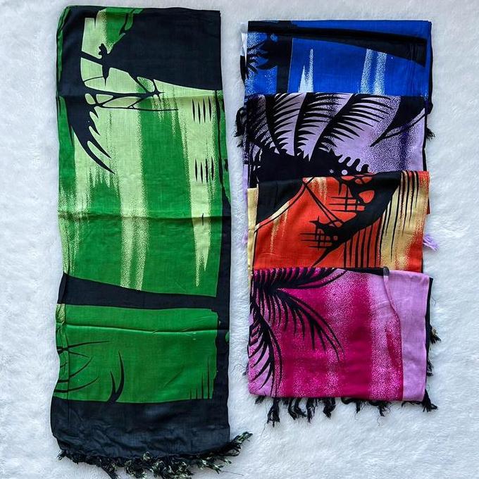 Spesial Pakaian Bawahan Wanita Sarung Kamen Kain Pantai Motif Pemandangan Perahu Hitam Oleh-Oleh Sou