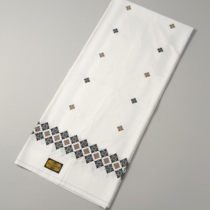 Diskon Sarung Bordir Wadimor Bunga Bali Bordir Dewasa Katun Lembut Katun Putih Hitam Motif Sarung  P